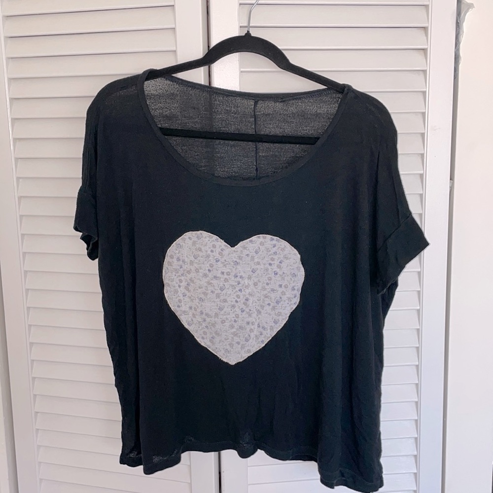 Brandy Melville Black Heart Tee